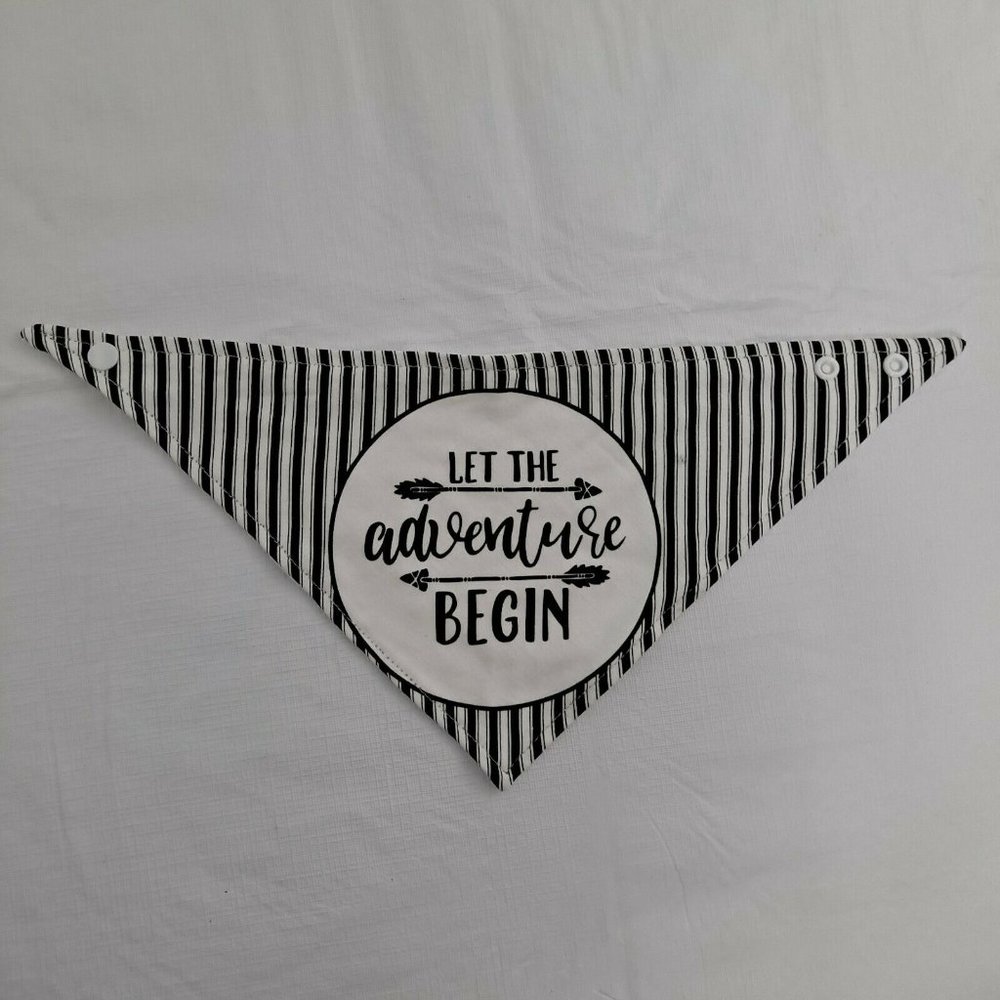 Drool Bib Baby infant Stripes Let The Adventure Begin 2 snaps